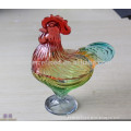 Green Depression Style Glass Rooster Candy Jar